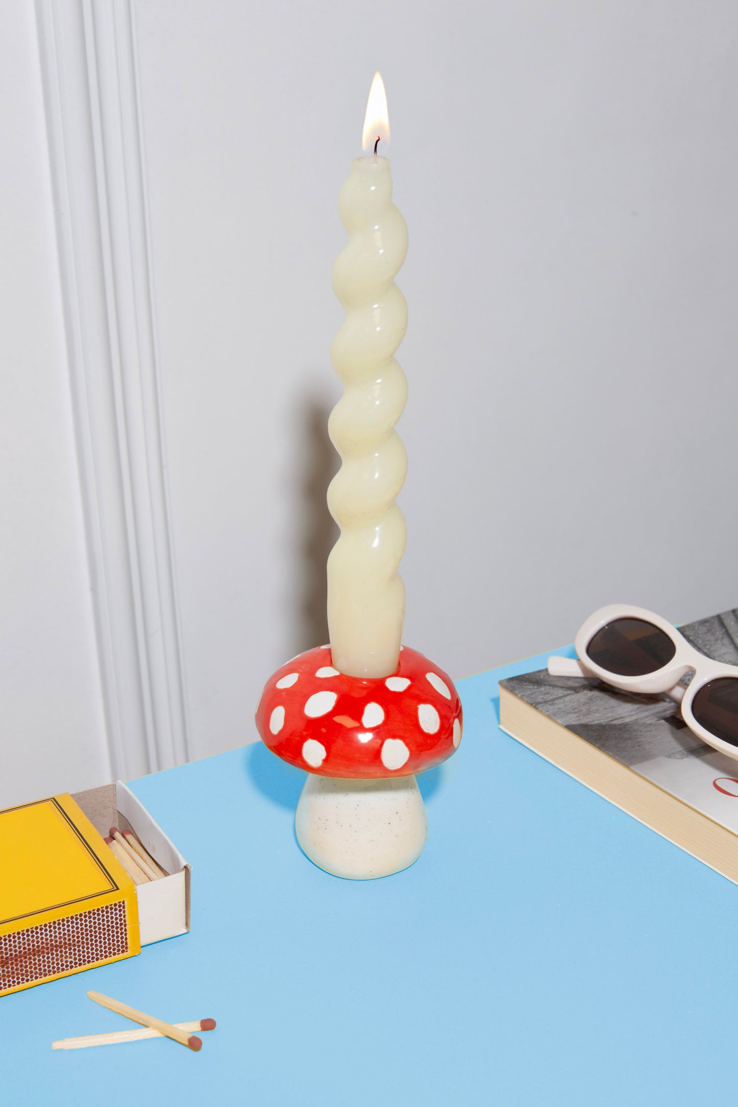 Portavelas de cerámica Amanita