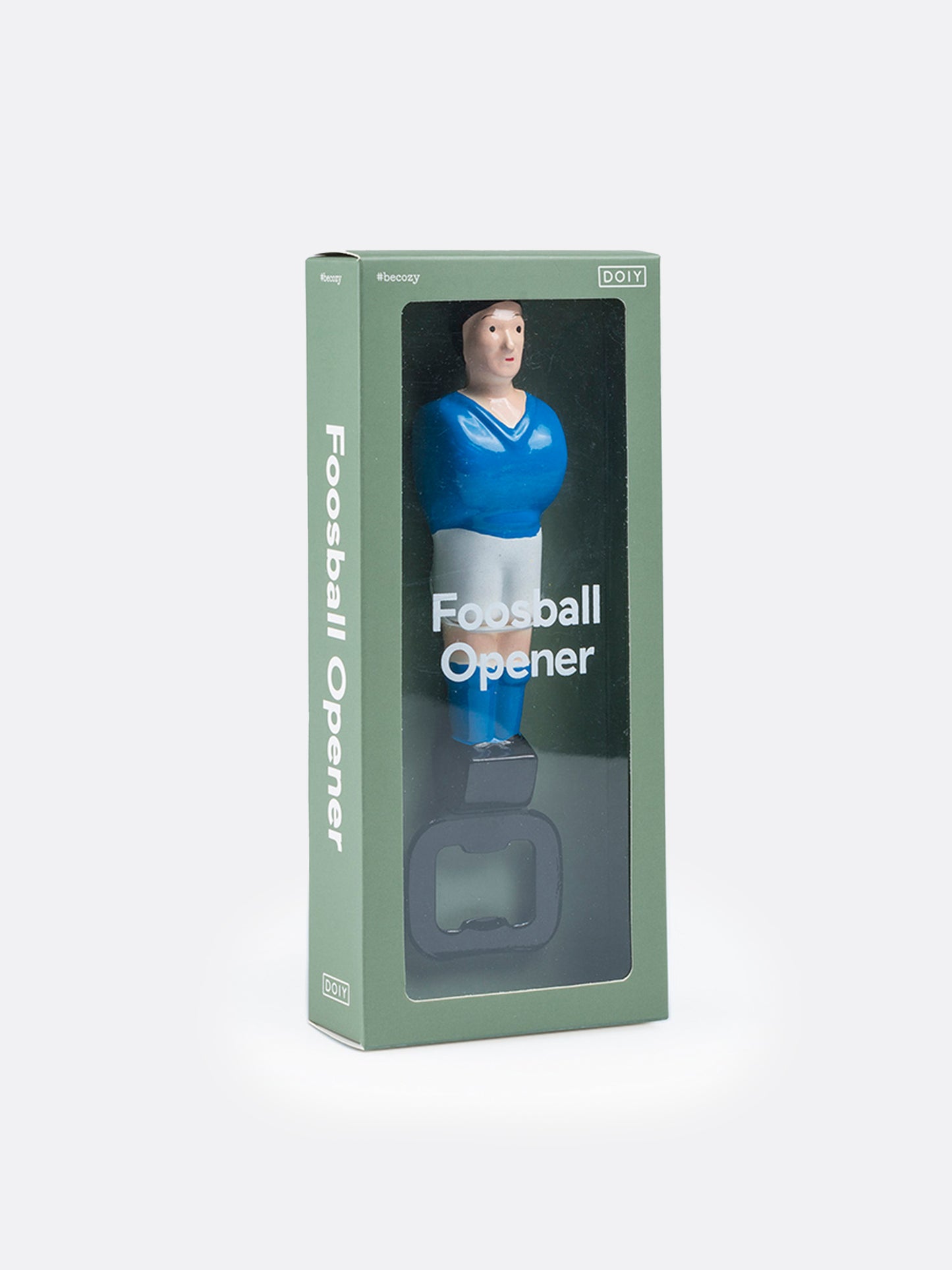 Abridor de botellas jugador de futbolín Azul