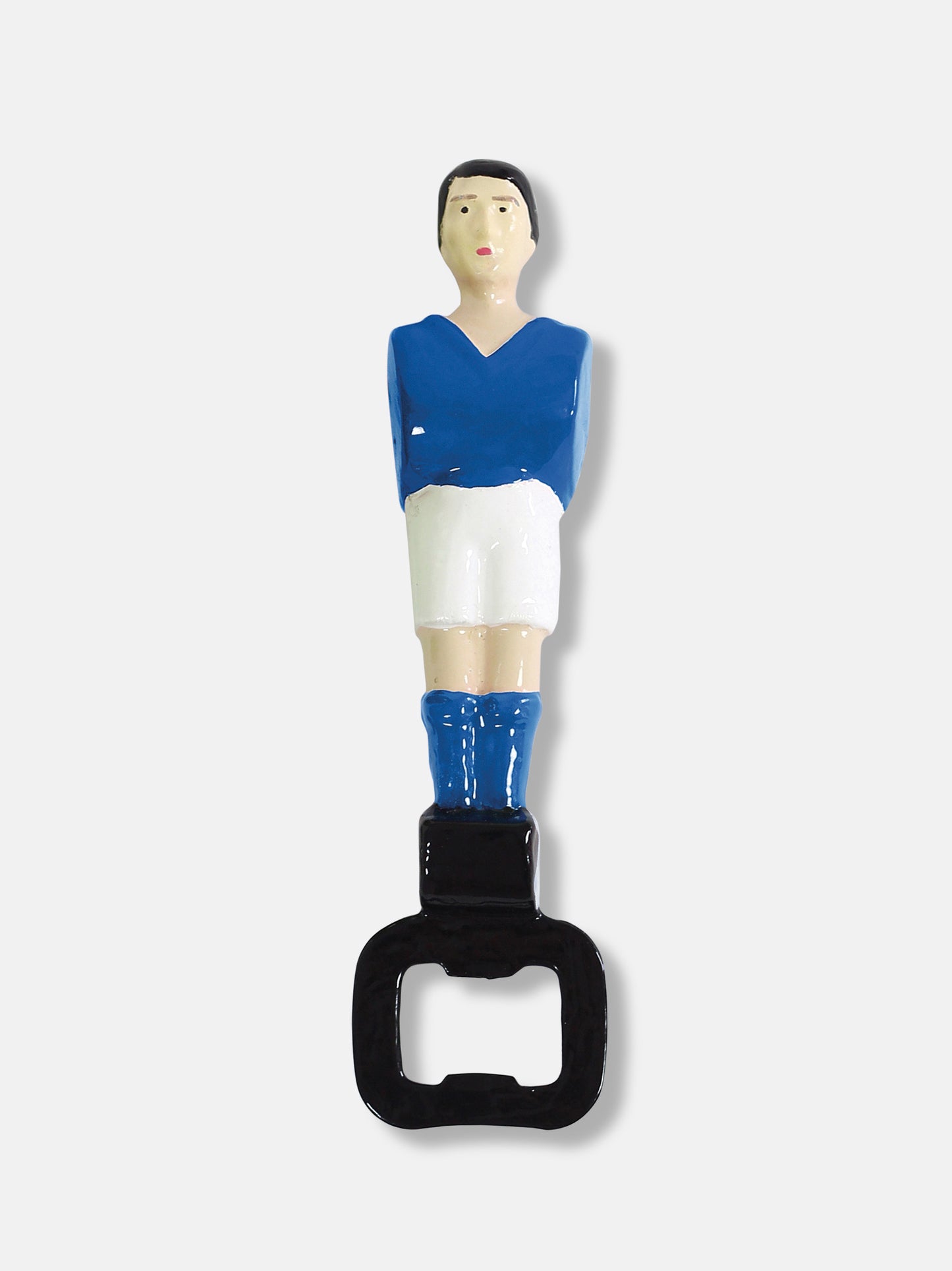Abridor de botellas jugador de futbolín Azul