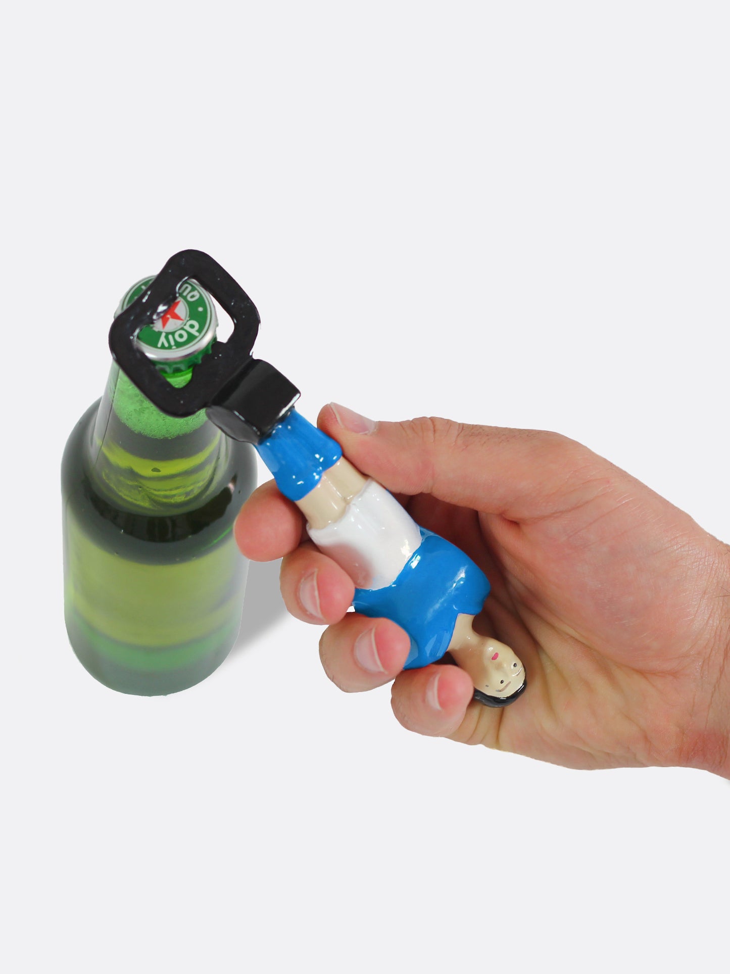 Abridor de botellas jugador de futbolín Azul