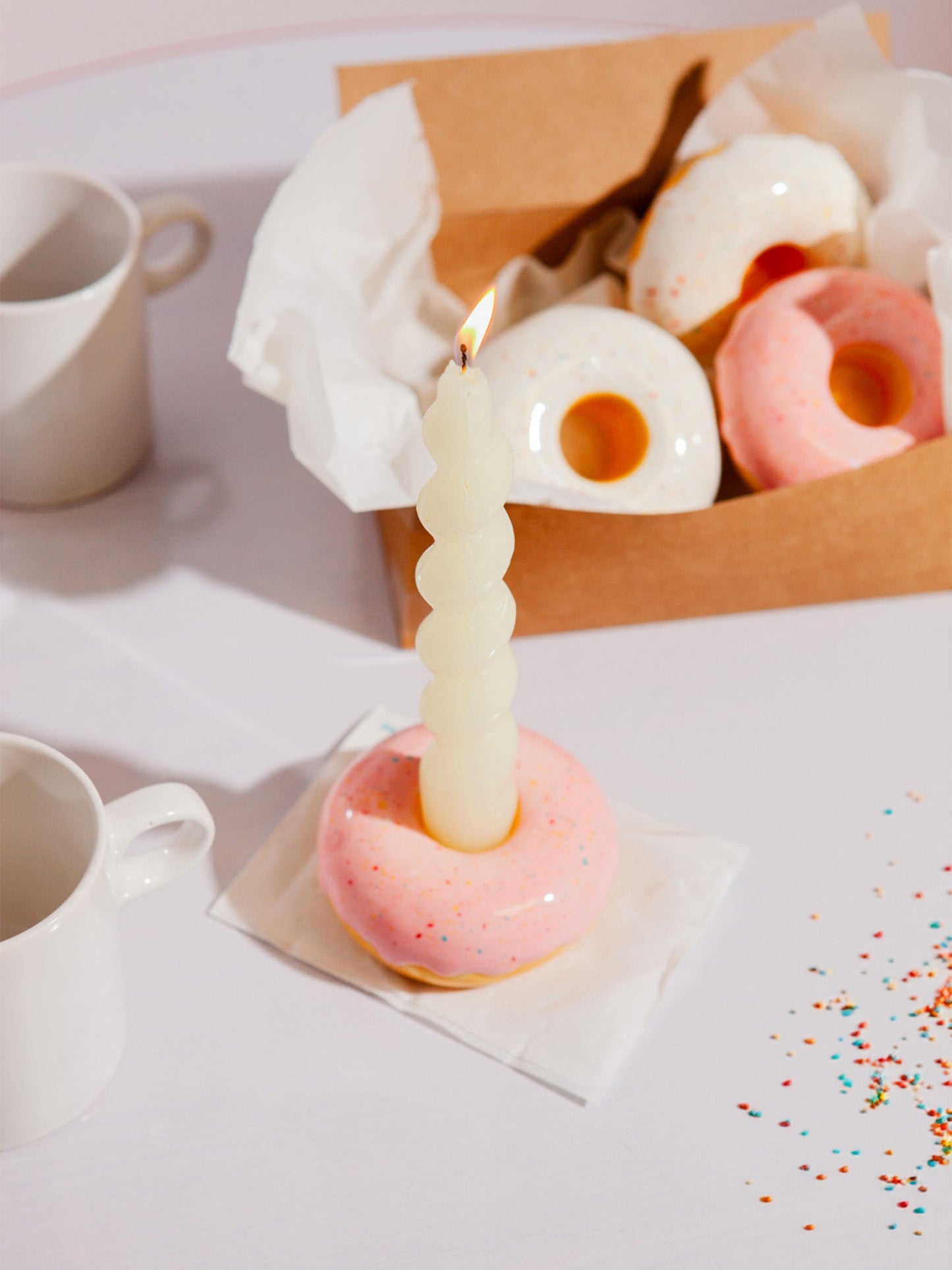 Fast Food Candle Holder Donut Pink - DOIY Design