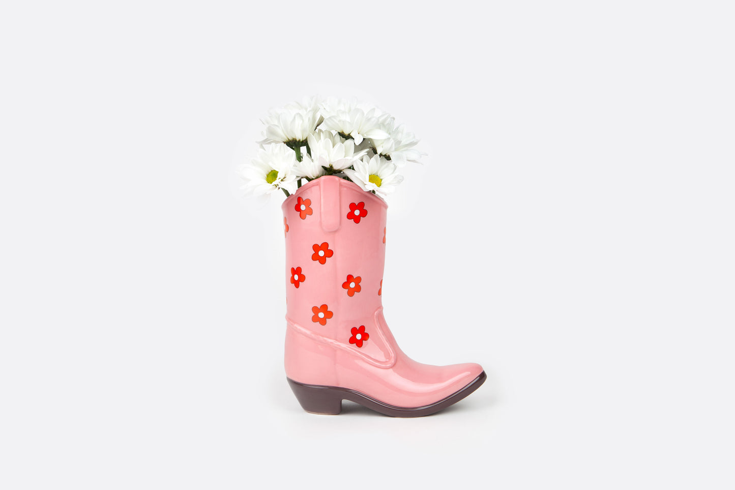Rodeo Cowboy Boot Vase Pink