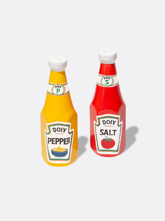 Corner Shop Salt & Pepper Shakers Ketchup&Mustard