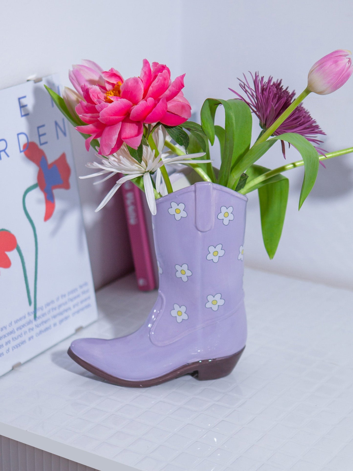 Rodeo Cowboy Boot Vase Lilac