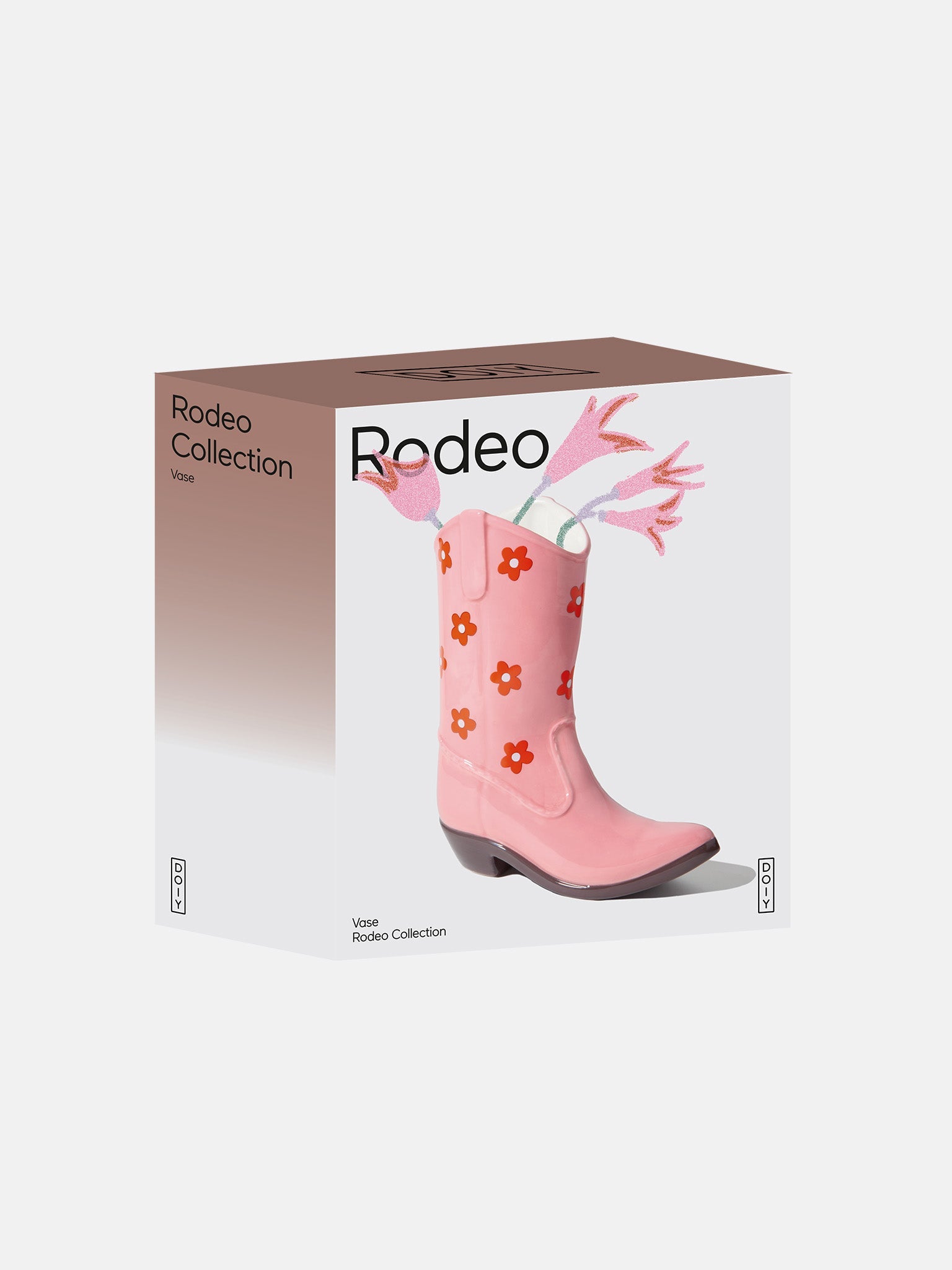 Rodeo Cowboy Boot Vase Pink